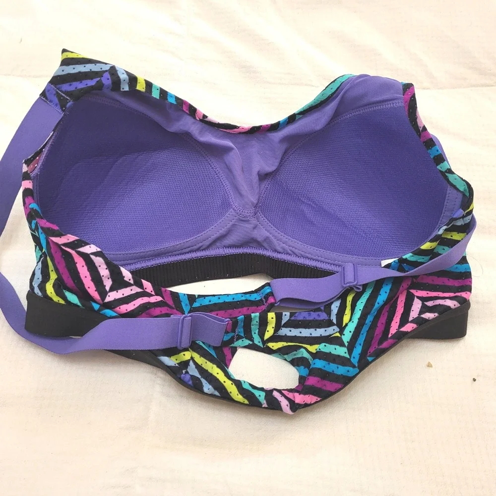 Victoria's Secret VSX Multicolor Geometric Sports Yoga Adjustable Strap Bra 34 B